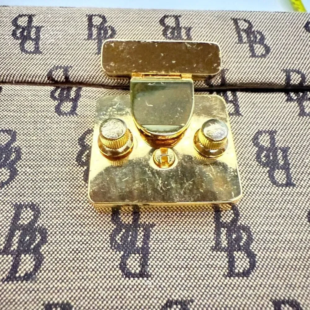 Vintage B. Brentano BB Monogram Vanity/Box Case, Made in Italy, Gold-Tone Lock